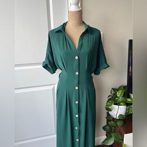 Green Button Up plus size dress
